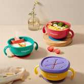 3 in 1 Baby Feeding Snack Soup Bowl with Straw - Happy Coo